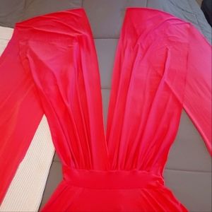 Hot pink versatile wrap dress.